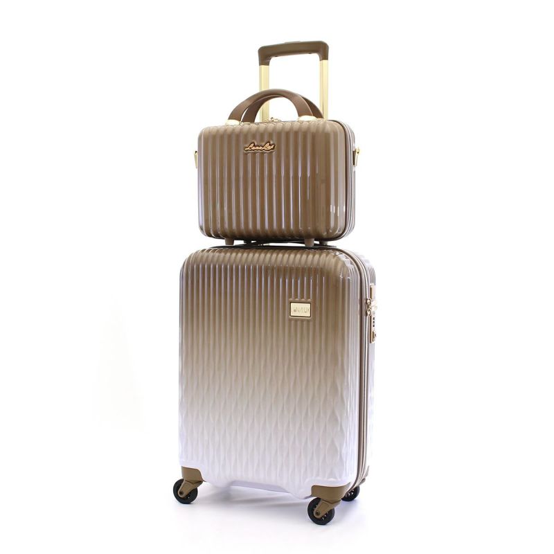 美品 スーツケース&ミニトランク セット ルナルクス Mサイズ カフェラテ-